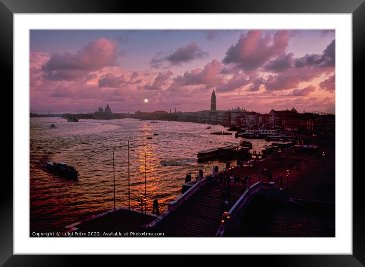 Majestic Venetian Sunset Framed Mounted Print by Luigi Petro