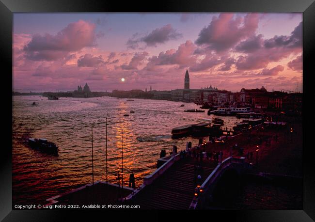 Majestic Venetian Sunset Framed Print by Luigi Petro