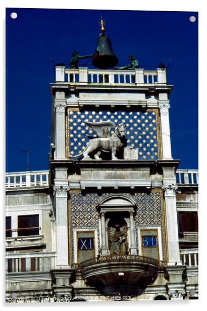 Clock Tower in Venice, Italy. Torre dell Orologio. Acrylic by Luigi Petro