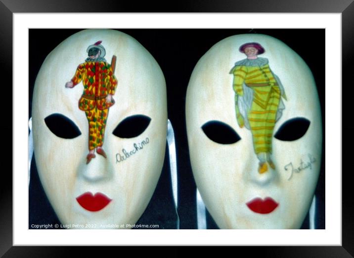 Artistic Venetian Carnival Masks Framed Mounted Print by Luigi Petro