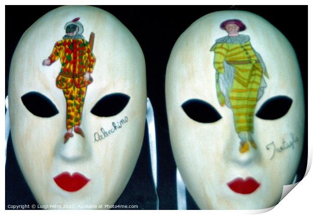 Artistic Venetian Carnival Masks Print by Luigi Petro