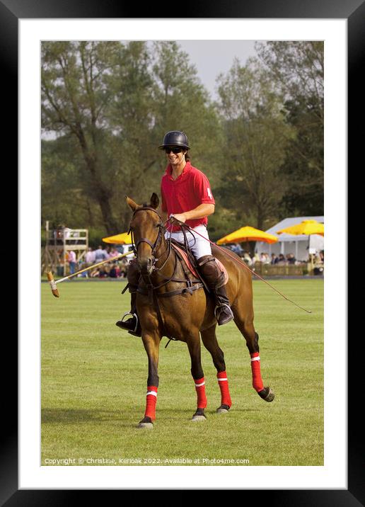 Horse and Happy Rider During Polo Match Framed Mounted Print by Christine Kerioak