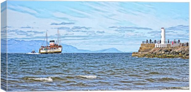 Paddle steamer Waverley approaching Ayr, Scotland. Canvas Print by Allan Durward Photography