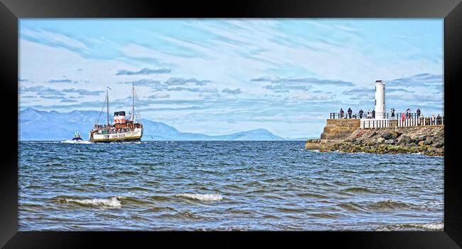 Paddle steamer Waverley approaching Ayr, Scotland. Framed Print by Allan Durward Photography