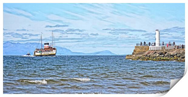 Paddle steamer Waverley approaching Ayr, Scotland. Print by Allan Durward Photography