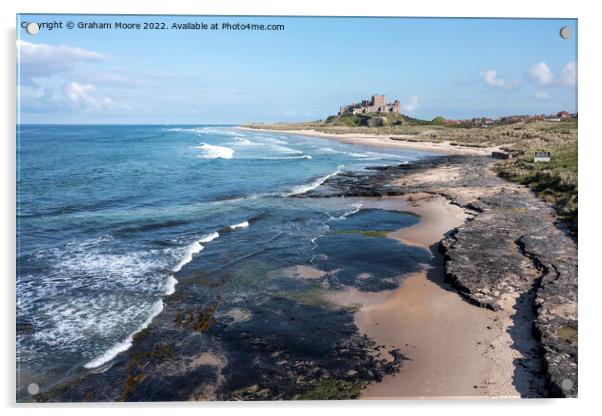 Bamburgh Castle from the north elevated Acrylic by Graham Moore