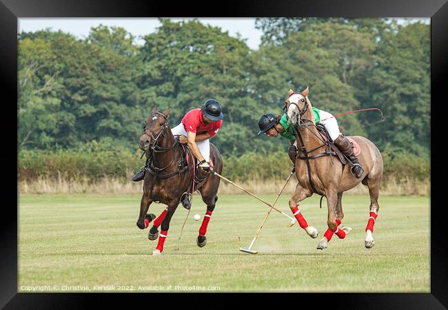 Polo Players Going for the Ball Framed Print by Christine Kerioak