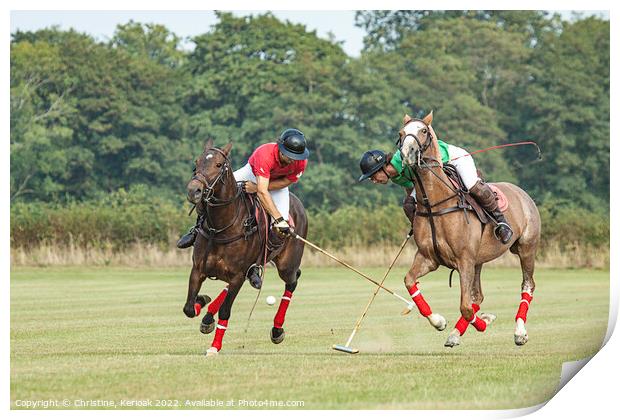 Polo Players Going for the Ball Print by Christine Kerioak