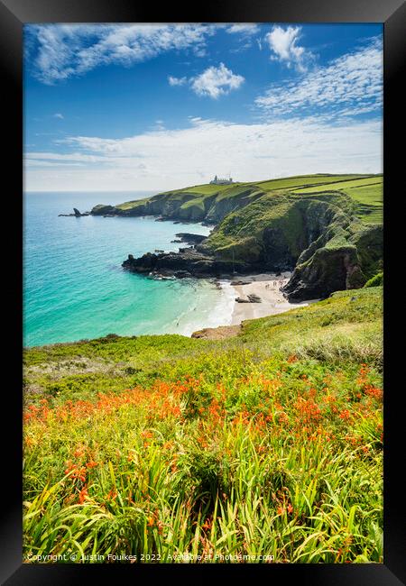 Housel Bay Beach and Lizard Point, Cornwall Framed Print by Justin Foulkes