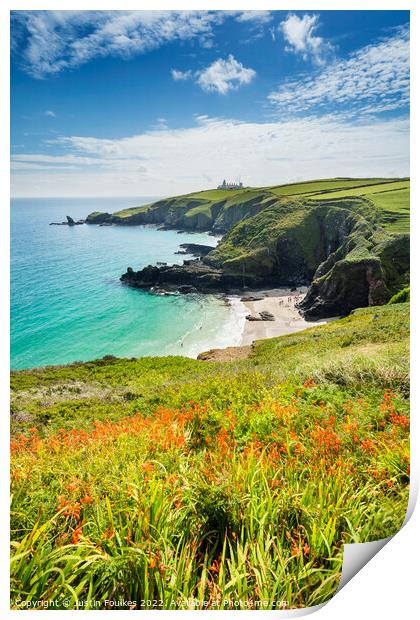 Housel Bay Beach and Lizard Point, Cornwall Print by Justin Foulkes
