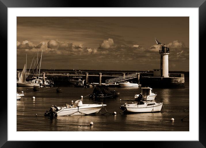 View on Phare de la Flotte in sepia Framed Mounted Print by youri Mahieu