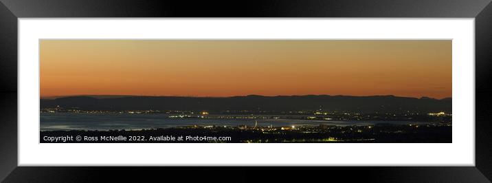 Ayr Bay Nightscape Framed Mounted Print by Ross McNeillie
