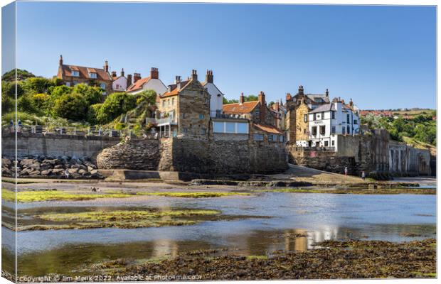 Robin Hood's Bay Seafront Canvas Print by Jim Monk