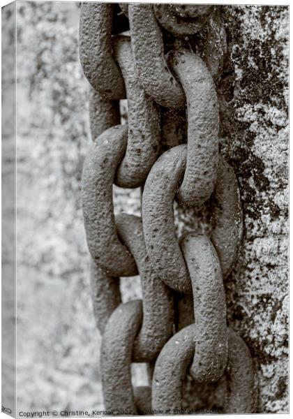 Large Chain Hanging from Wall monochrome Canvas Print by Christine Kerioak