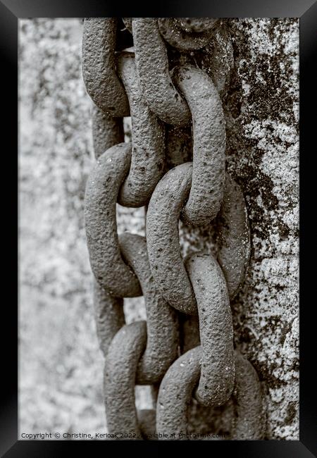 Large Chain Hanging from Wall monochrome Framed Print by Christine Kerioak