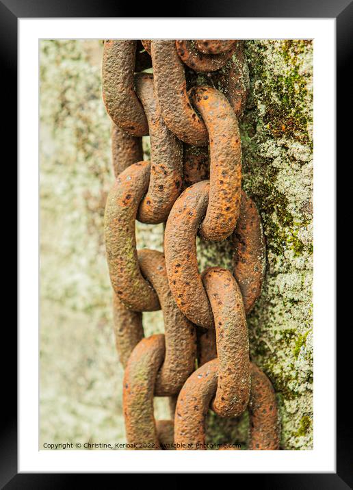 Large Rusty Chain Framed Mounted Print by Christine Kerioak