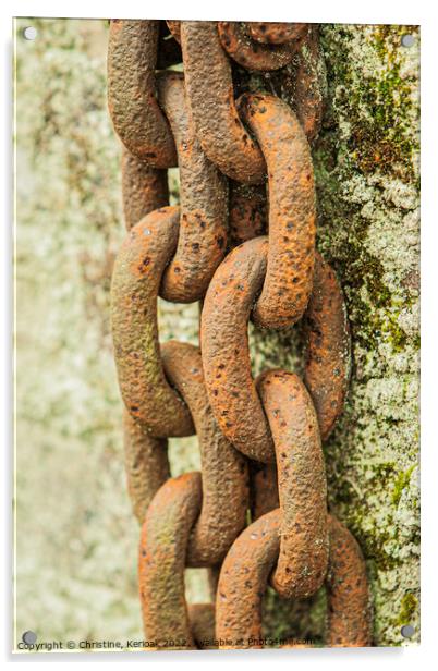 Large Rusty Chain Acrylic by Christine Kerioak