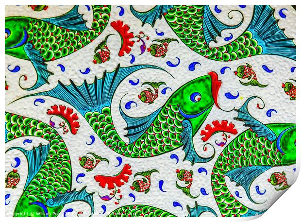 Ancient Arab Fish Designs Pottery Jordan Print by William Perry