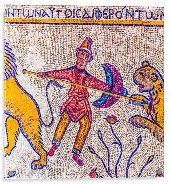 Ancient People Mosaic Moses Memorial Church Mount Nebo Jordan Acrylic by William Perry