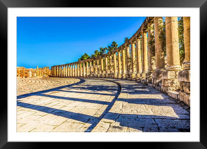  Plaza 160 Ionic Columns Ancient Roman City Jerash Jordan Framed Mounted Print by William Perry