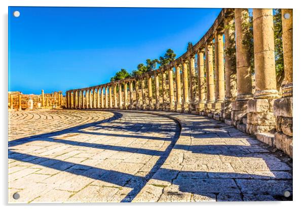  Plaza 160 Ionic Columns Ancient Roman City Jerash Jordan Acrylic by William Perry