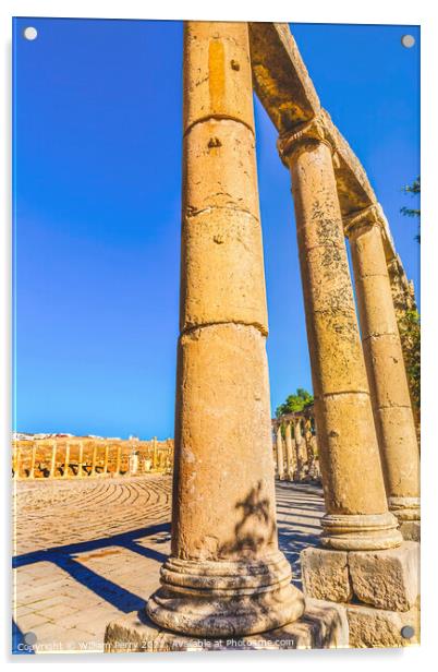 Oval Plaza Ionic Columns Ancient Roman City Jerash Jordan Acrylic by William Perry