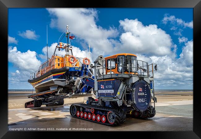 Launching Rhyl Lifeboat Framed Print by Adrian Evans