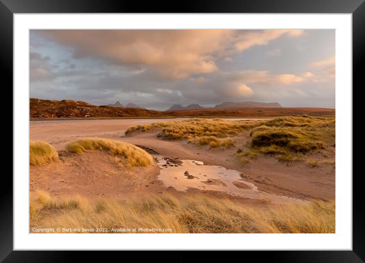 Achnahaird Beach at Sunset, Coigach, Scotland. Framed Mounted Print by Barbara Jones