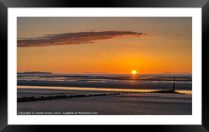 Ocean Sunset Rhyl Wales  Framed Mounted Print by Adrian Evans