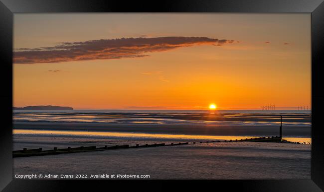 Ocean Sunset Rhyl Wales  Framed Print by Adrian Evans