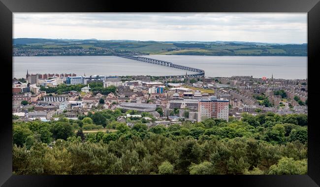 Dundee city and the Firth of the Tay captured from above on Law Hill Framed Print by Chris Yaxley