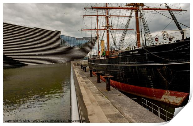HMS Discovery research ship moored up beside the V Print by Chris Yaxley