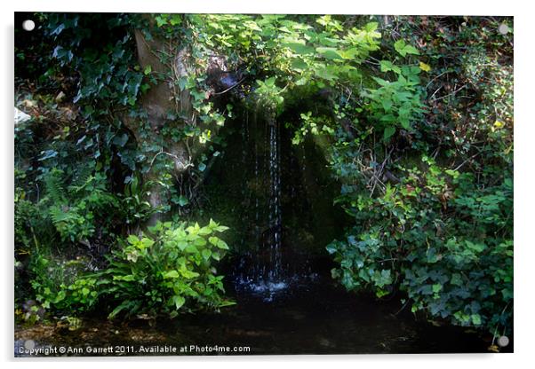 Woodland Waterfall Acrylic by Ann Garrett