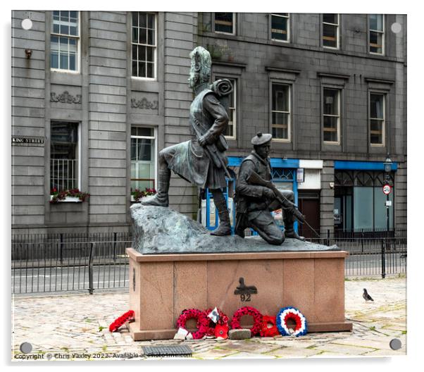 Gordon Highlanders memorial statue, Aberdeen Acrylic by Chris Yaxley
