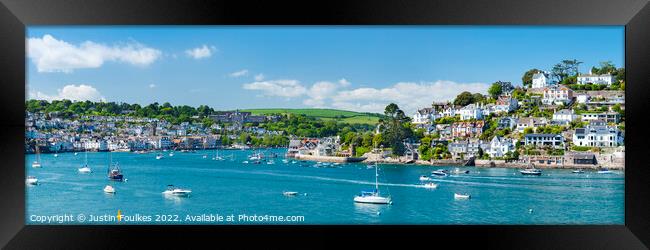 Panoramic view of Dartmouth and Kingswear, Devon Framed Print by Justin Foulkes