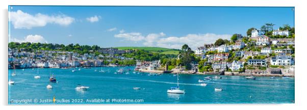 Panoramic view of Dartmouth and Kingswear, Devon Acrylic by Justin Foulkes