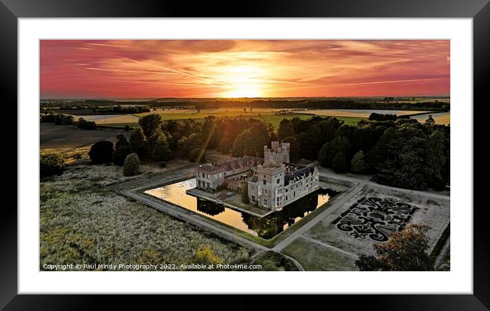 Oxburgh Hall Norfolk late Summer Sunset Aerial Pho Framed Mounted Print by Paul Mindy Photography