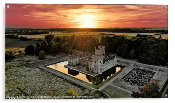 Oxburgh Hall Norfolk late Summer Sunset Aerial Pho Acrylic by Paul Mindy Photography