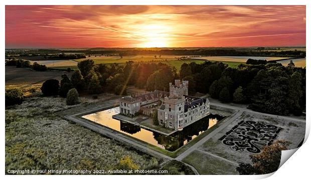 Oxburgh Hall Norfolk late Summer Sunset Aerial Pho Print by Paul Mindy Photography