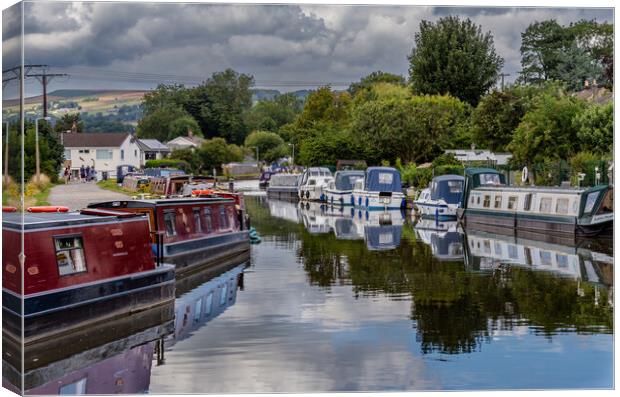 Narrowboats on the Leeds Liverpool Canal in Bingle Canvas Print by Ros Crosland