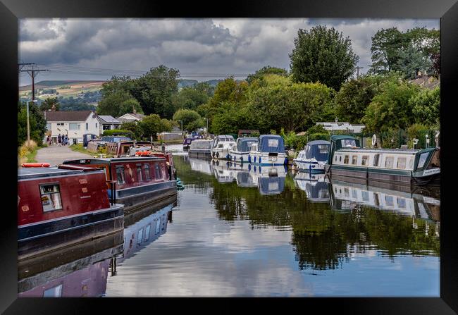 Narrowboats on the Leeds Liverpool Canal in Bingle Framed Print by Ros Crosland