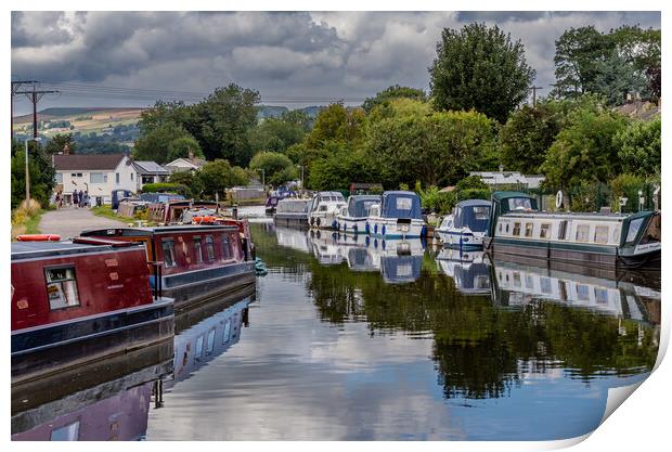 Narrowboats on the Leeds Liverpool Canal in Bingle Print by Ros Crosland