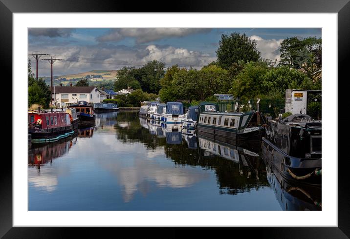 Tranquility on the Leeds Liverpool Canal in Bingle Framed Mounted Print by Ros Crosland