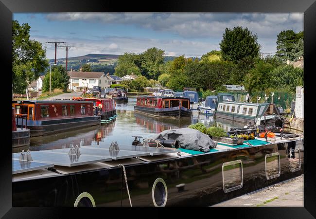 Narrowboats on the Leeds Liverpool Canal at Bingle Framed Print by Ros Crosland