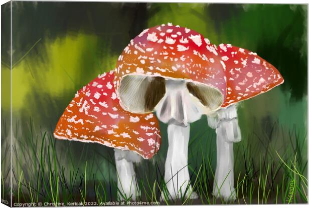Fly Agaric Toadstools Painting Canvas Print by Christine Kerioak