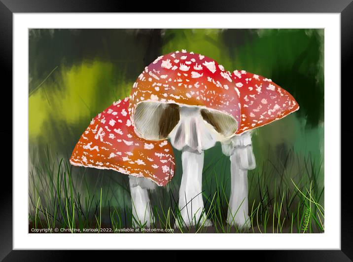 Fly Agaric Toadstools Painting Framed Mounted Print by Christine Kerioak