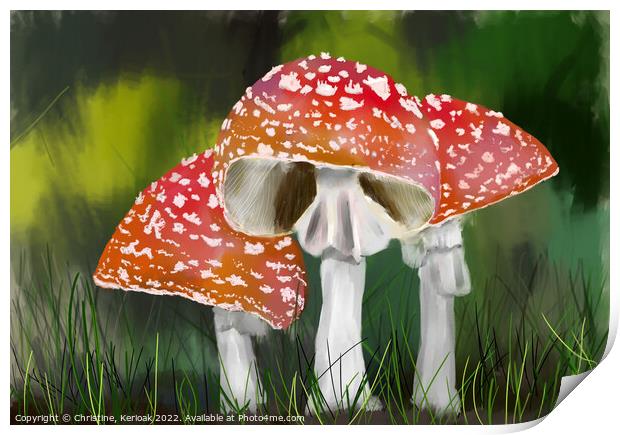 Fly Agaric Toadstools Painting Print by Christine Kerioak