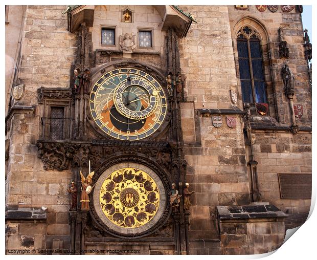 Prague Astrological Clock Print by Sally Wallis