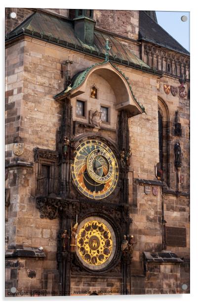 Prague Old Town Clock Acrylic by Sally Wallis