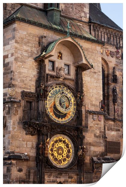 Prague Old Town Clock Print by Sally Wallis